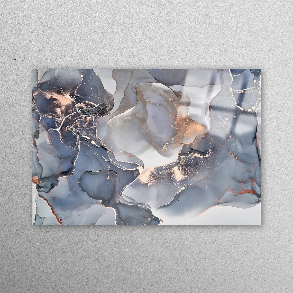 Gray & Gold Marble Acrylic Glass Print Tempered Glass Wall Art 100% Made in Australia Ready to Hang