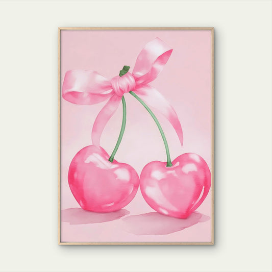 Trendy Pink Cherry Painting Fashion Home Decor Premium Quality Poster Print Choose Your Sizes