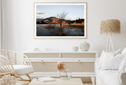 A Lake with a Tree with Mountains Home Decor Premium Quality Poster Print Choose Your Sizes