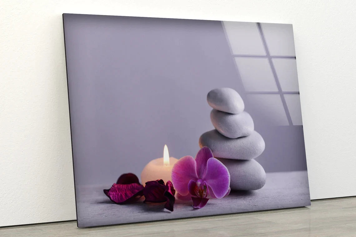 Candle Flower Stones UV Direct Aluminum Print Australian Made Quality