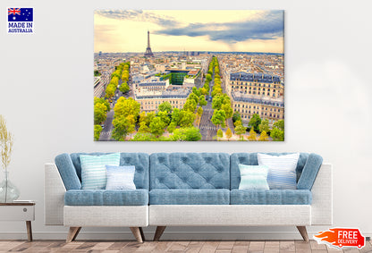 Aerial view of Paris France Print 100% Australian Made