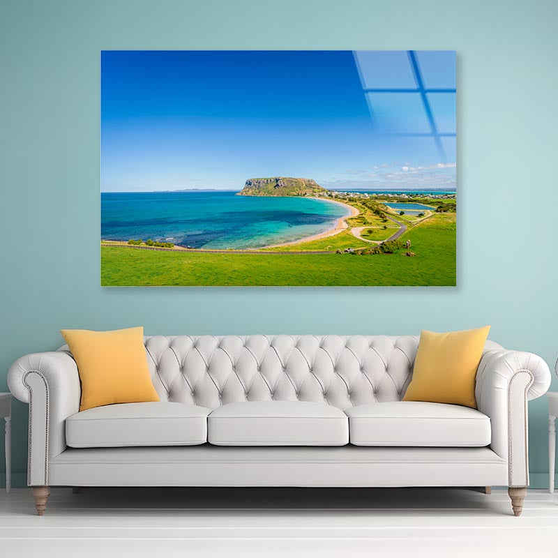 Green Grass Lands on Sunny Day Australia Africa Acrylic Glass Print Tempered Glass Wall Art 100% Made in Australia Ready to Hang