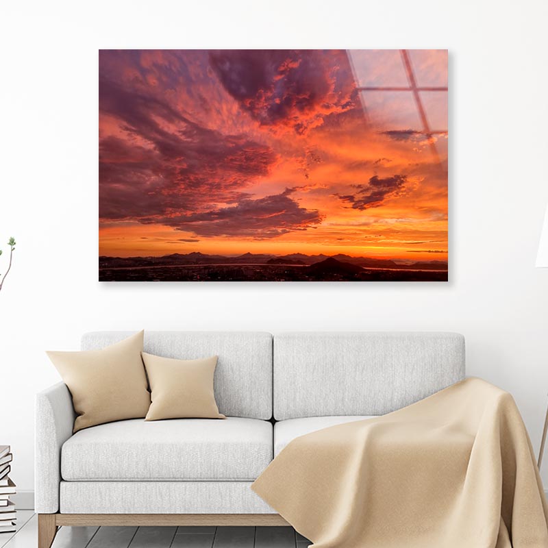 Aerial View Of Dramatic Sky in The Ranch  Acrylic Glass Print Tempered Glass Wall Art 100% Made in Australia Ready to Hang