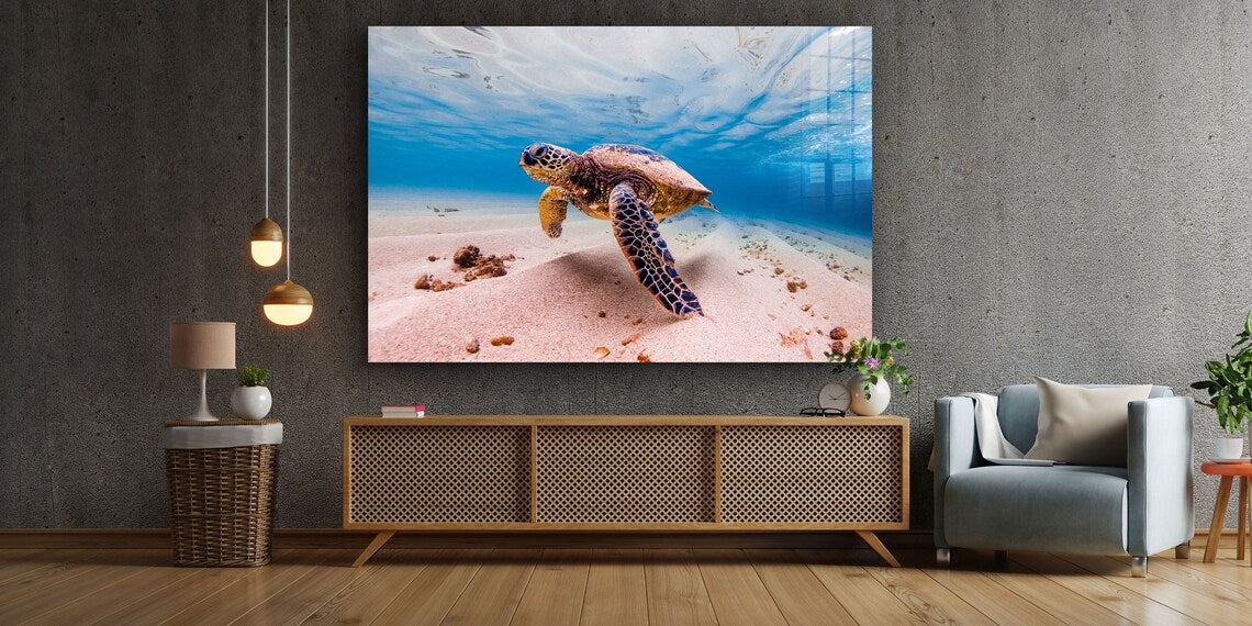 Sea Turtle View Ocean UV Direct Aluminum Print Australian Made Quality