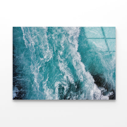 Close-Up of a Wave in the Ocean Acrylic Glass Print Tempered Glass Wall Art 100% Made in Australia Ready to Hang