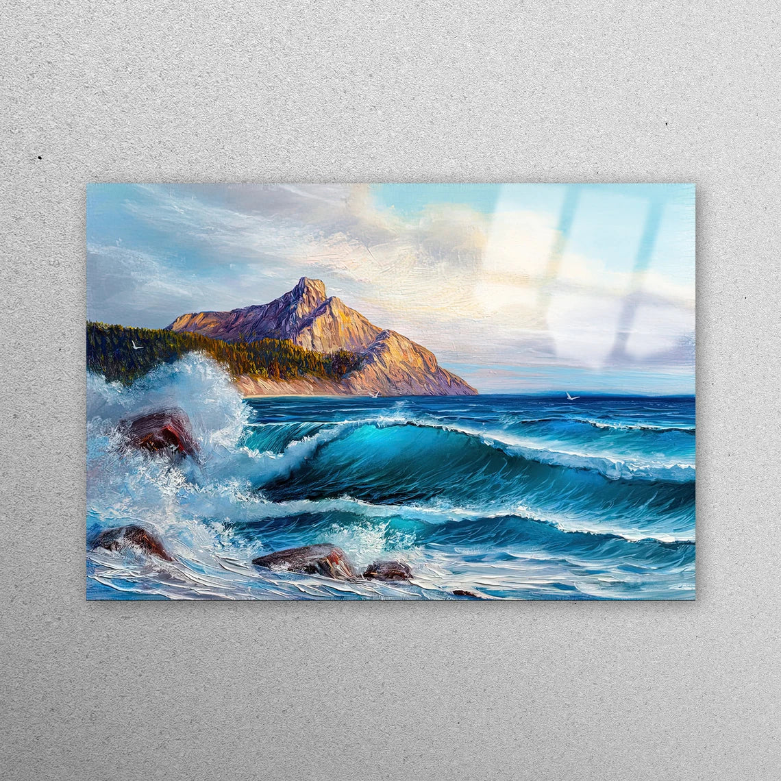 Sea Mountain Wall Art Acrylic Glass Print Tempered Glass Wall Art 100% Made in Australia Ready to Hang