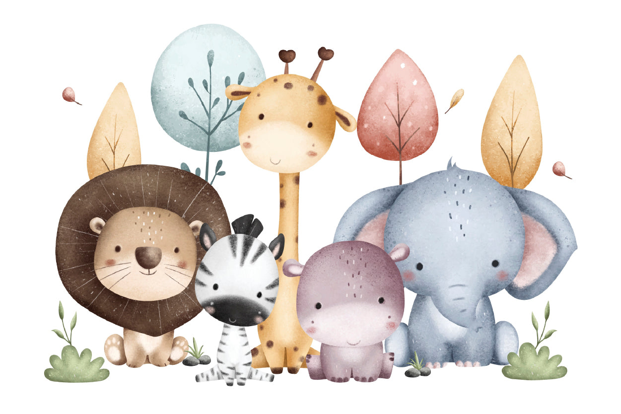 Cute Nursery Safari Animals Wall Art Decor 100% Australian Made - Bella Home Decor
