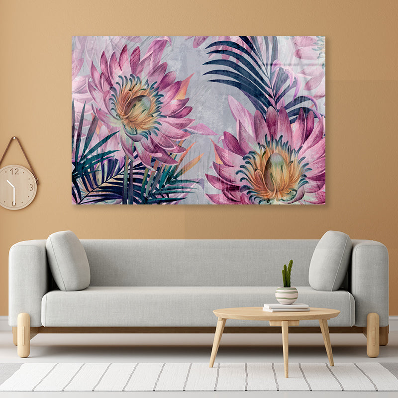 Floral Design Drawing Acrylic Glass Print Tempered Glass Wall Art 100% Made in Australia Ready to Hang