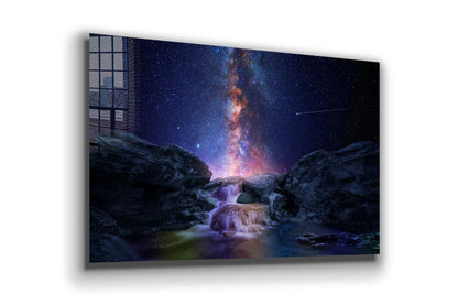 Waterfall Milkyway Sky UV Direct Aluminum Print Australian Made Quality