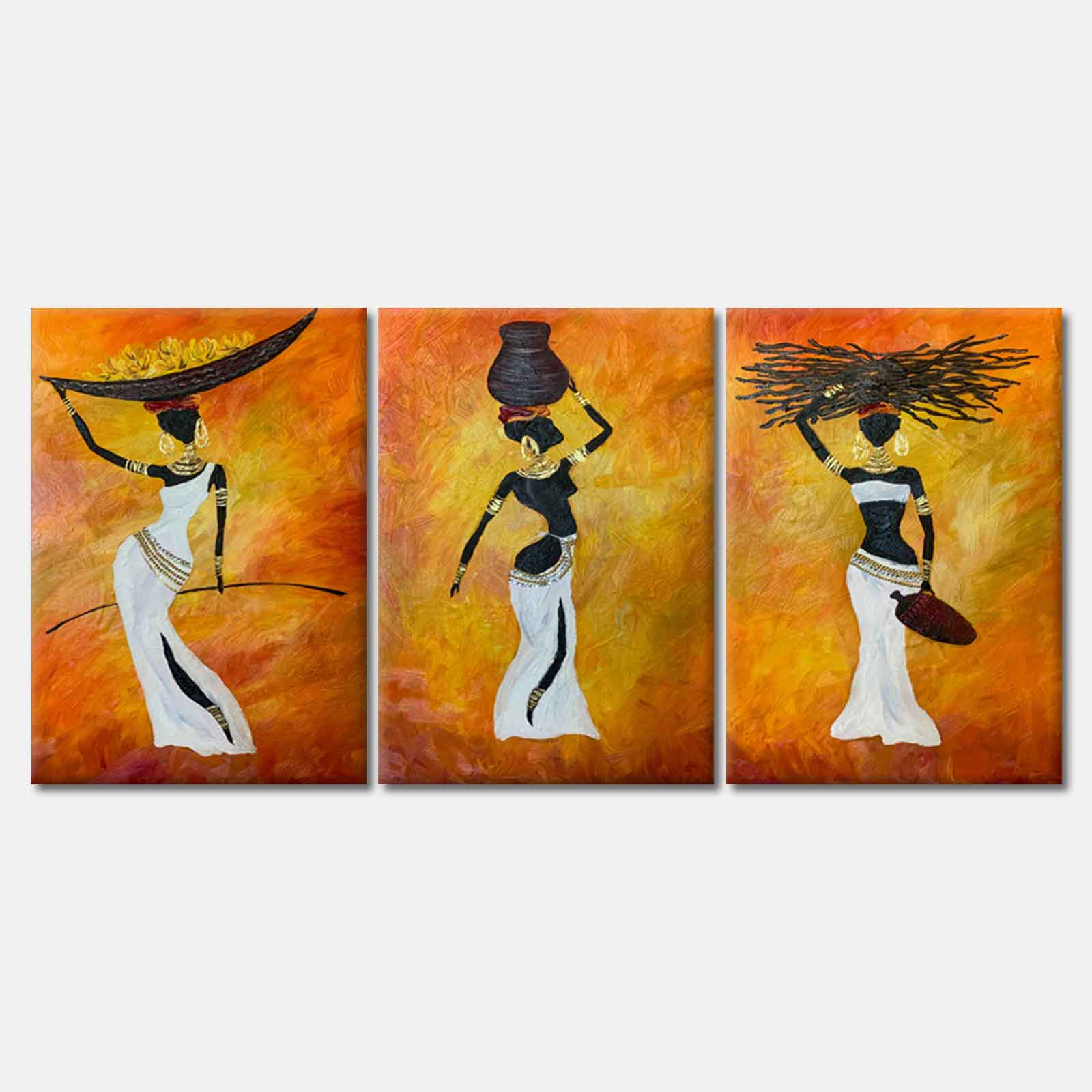 3 Set of African Woman Painting High Quality Print 100% Australian Made Wall Canvas Ready to Hang