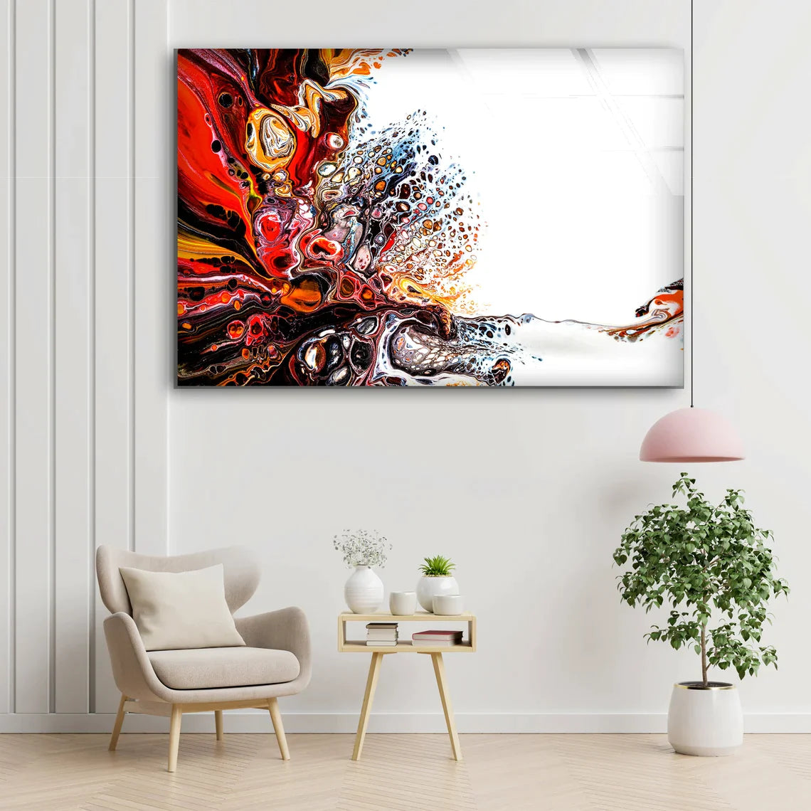 Red Black Abstract UV Direct Aluminum Print Australian Made Quality