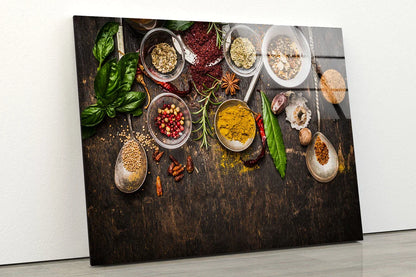 Spices on Table View UV Direct Aluminum Print Australian Made Quality