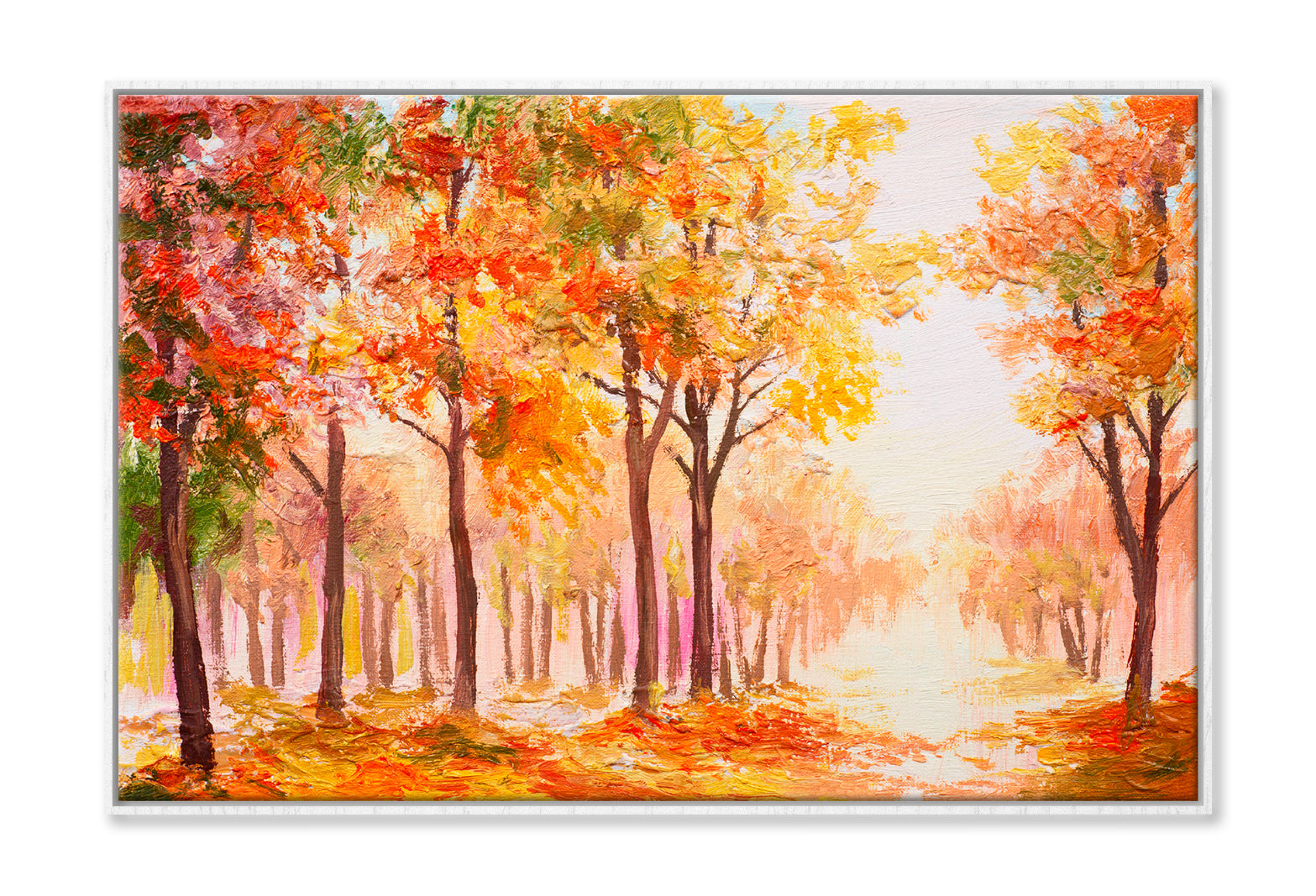 Colorful Autumn Forest Oil Painting Wall Art Limited Edition High Quality Print Canvas Box Framed White