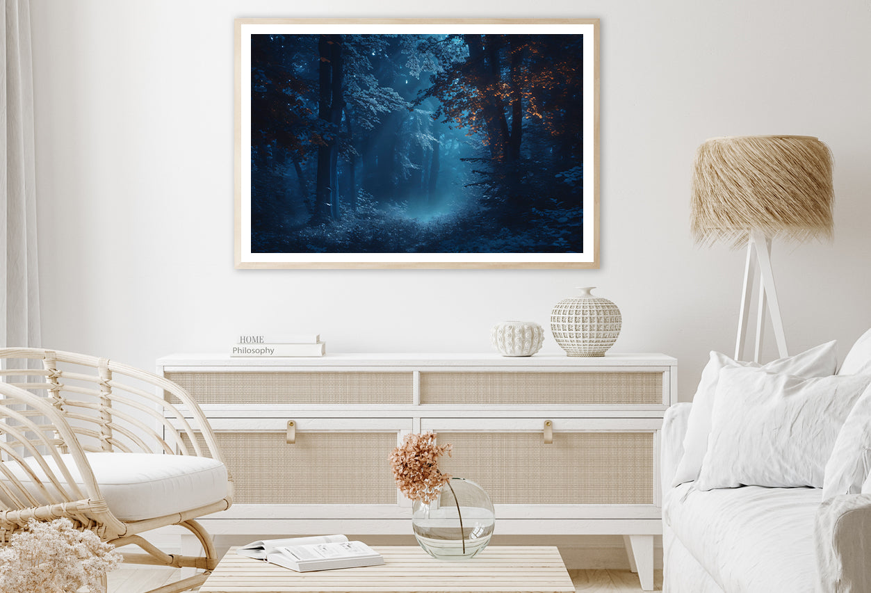 Futuristic Night Scene with Abstract Forest Home Decor Premium Quality Poster Print Choose Your Sizes