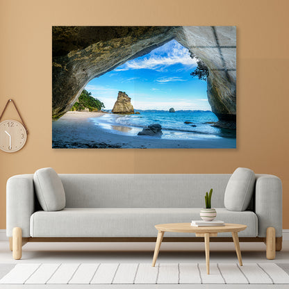 Cathedral Cove Beach New Zealand Acrylic Glass Print Tempered Glass Wall Art 100% Made in Australia Ready to Hang