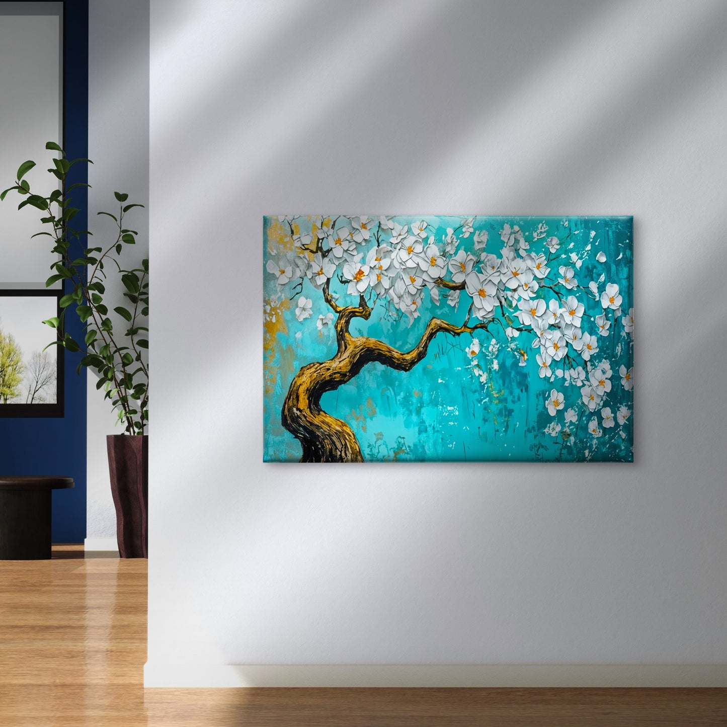 Blue White Tree Painting  Wall Art Decor 100% Australian Made