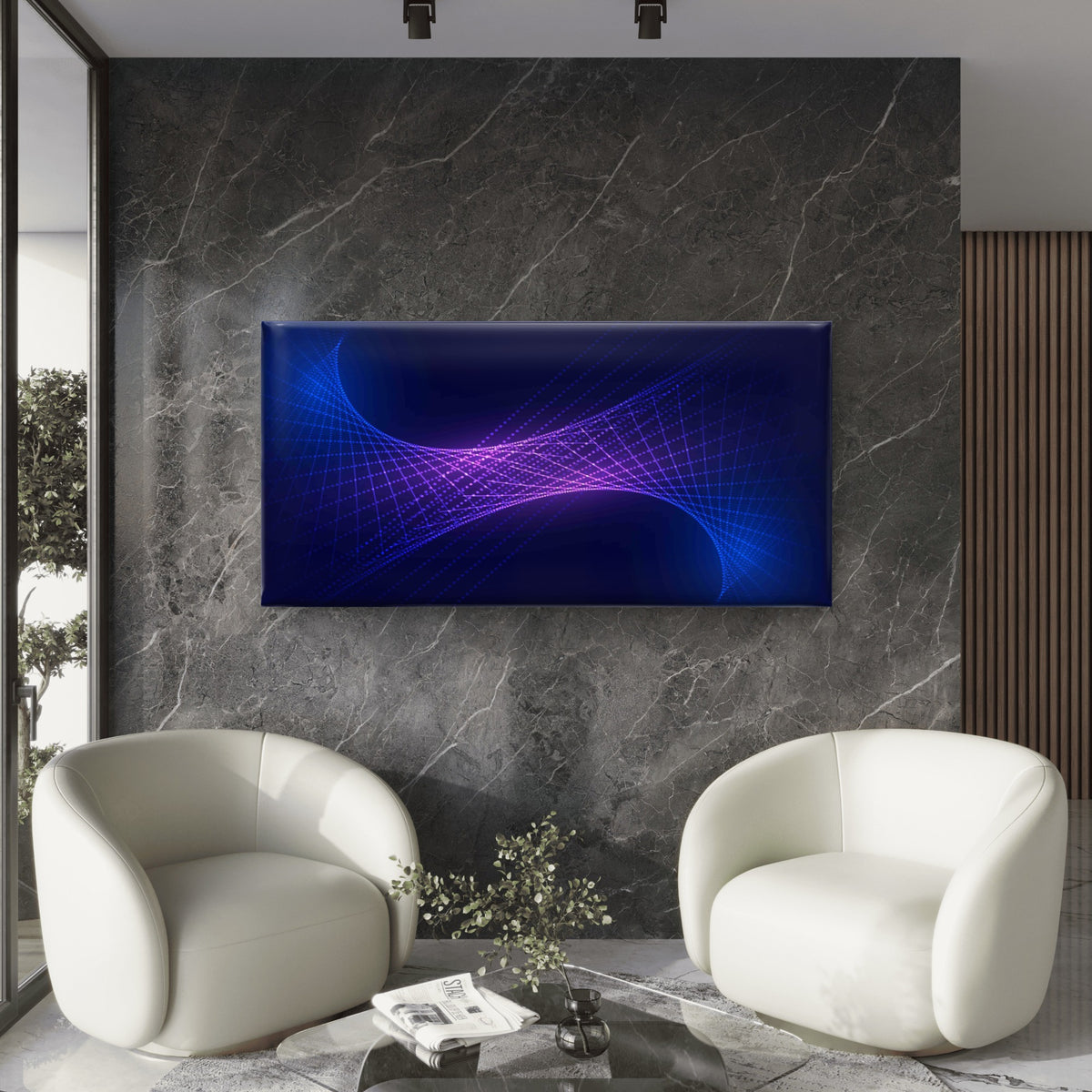 Digital Wave Connectivity Wall Art Canvas Office Home Room Framed 120x60cm