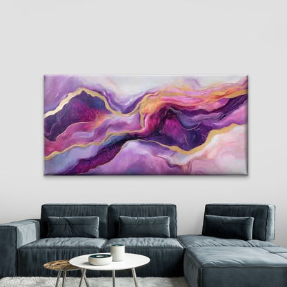 Abstract Purple, Blue & Yellow Wall Art Canvas Office Home Room Framed 120x60cm