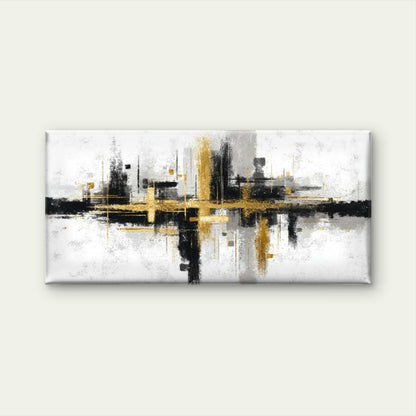 Gold and Black Geometric Wall Art Canvas Office Home Room Framed 120x60cm