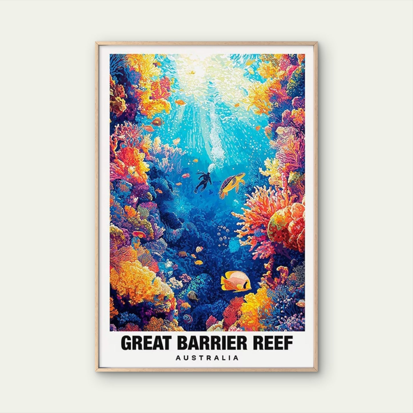 View of Australia'S Great Barrier Reef Travel Poster Print Wall Art