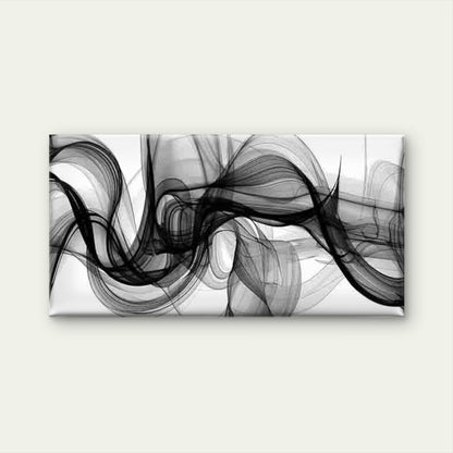 Abstract Black Smoke Wall Art Canvas Office Home Room Framed 120x60cm