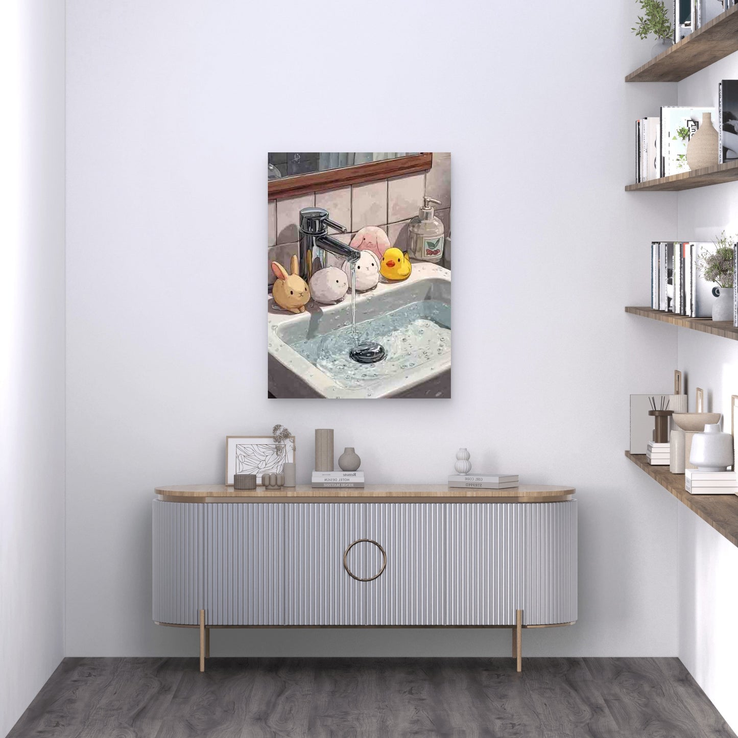 Wash Your Hands Cute Animal Design 60x90cm Metal Print Ready to Hang