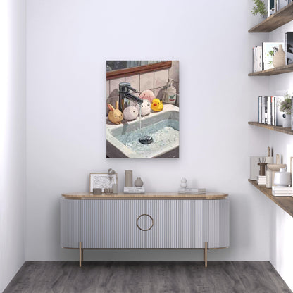 Wash Your Hands Cute Animal Design 60x90cm Metal Print Ready to Hang