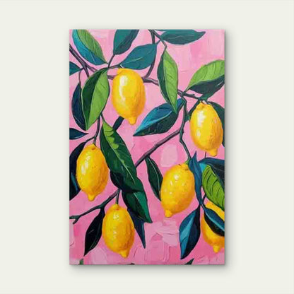 Pink Lemon Branch 60x90cm Metal Print Ready to Hang