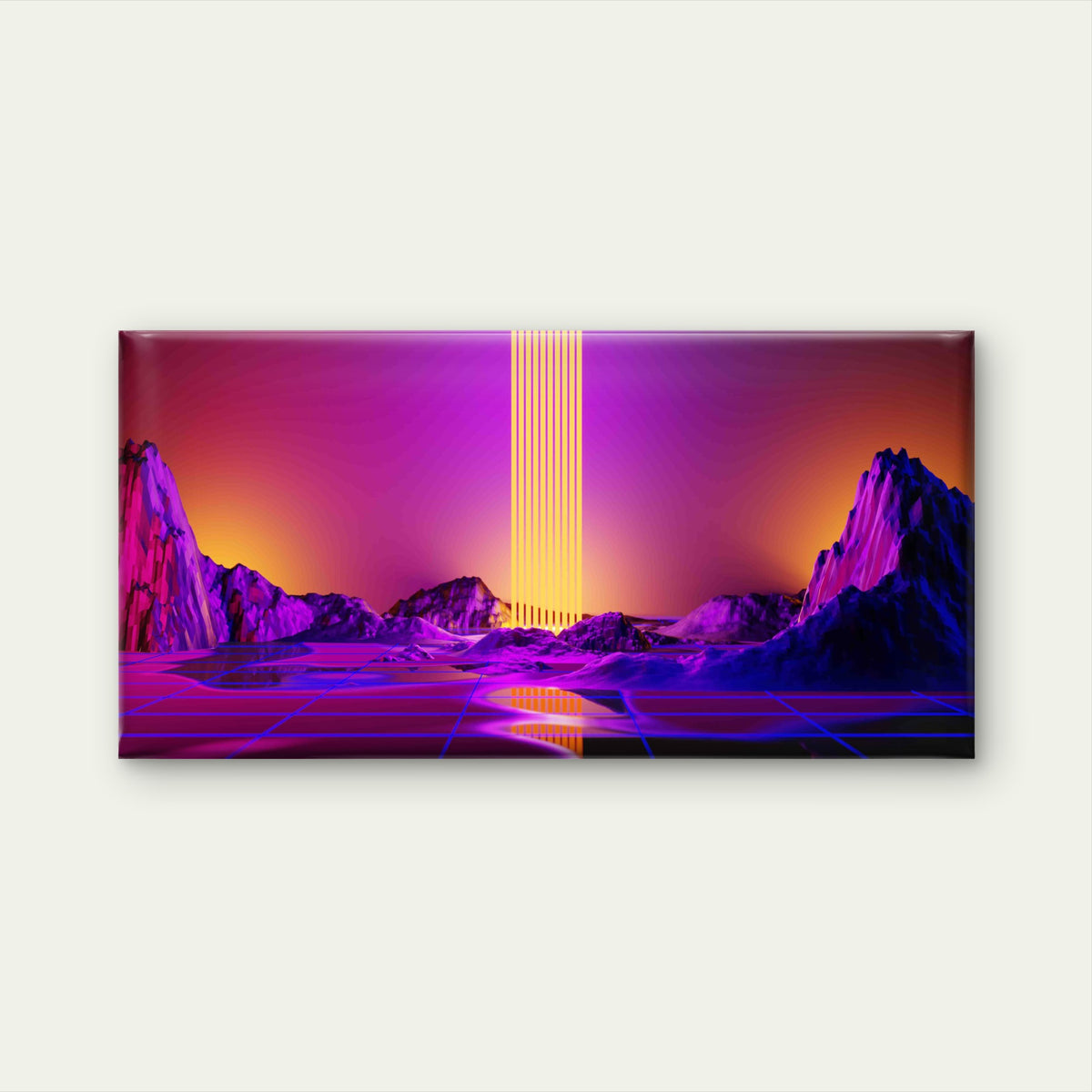 Abstract Retro 80s Landscape Wall Art Canvas Office Home Room Framed 120x60cm
