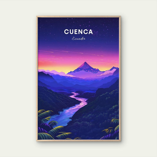 Vibrant Pixel Art Depiction of Cuenca Travel Poster Print Wall Art