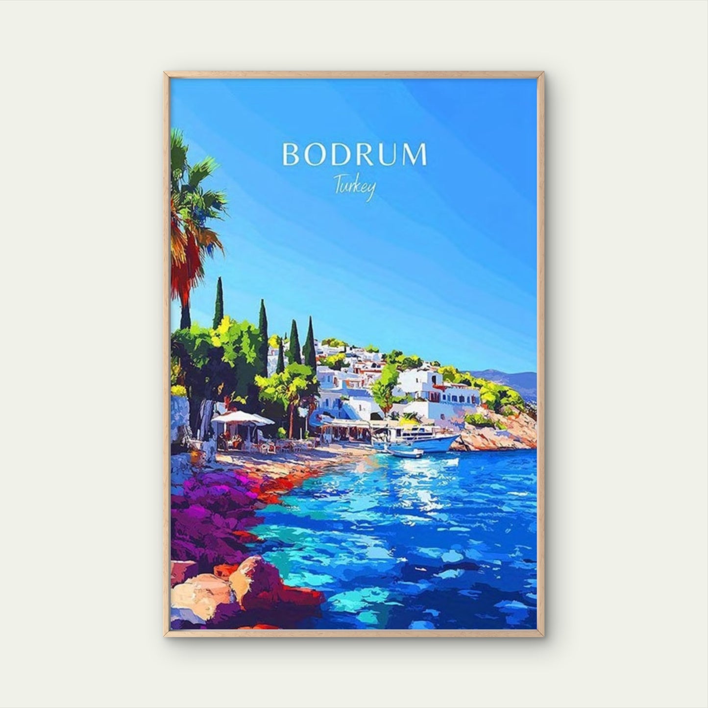Bodrum Turkey Coastal Paradise Scene Travel Poster Print Wall Art