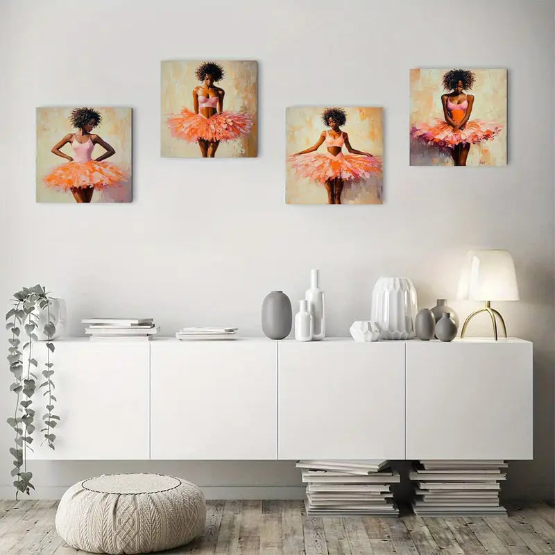 4pcs Ballerina Theme Elegant FG      Wall Art Canvas Framed