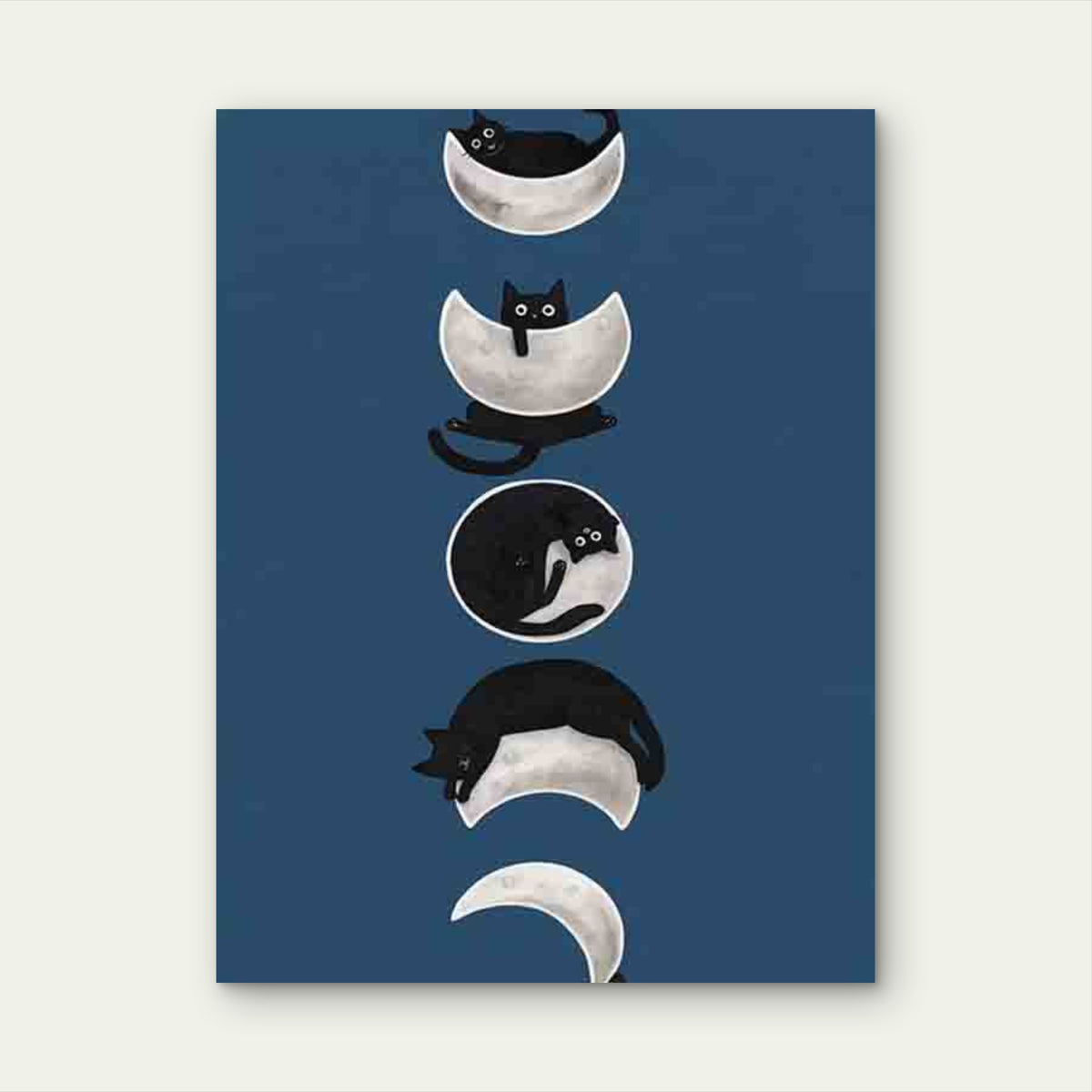 Retro Cat With The Moon Phases 40x60cm Metal Print Ready to Hang