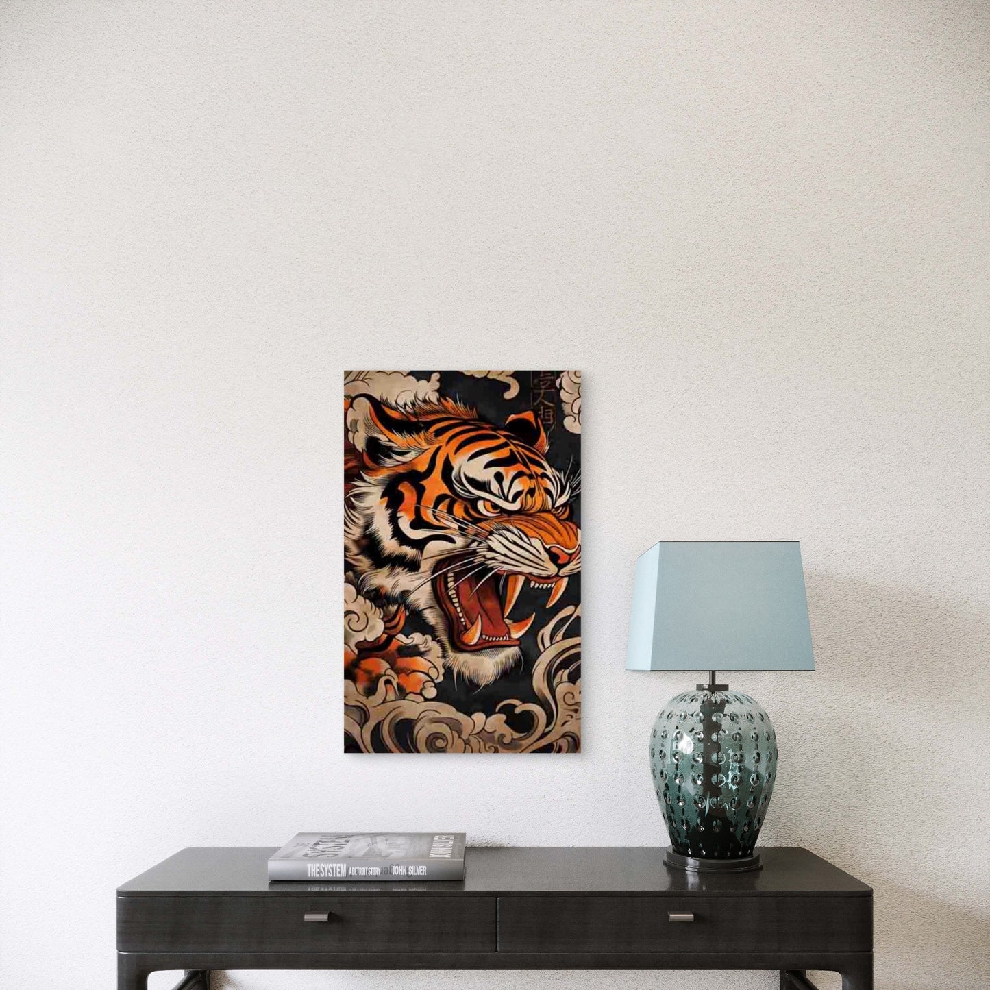 Tiger And Cloud Pattern 60x90cm Metal Print Ready to Hang