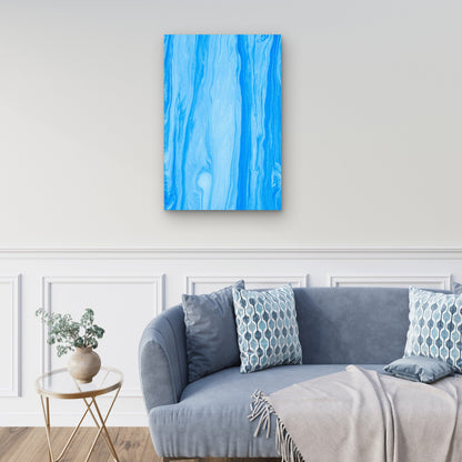 Light Blue Abstract Fluid Art 60x90cm Metal Print Ready to Hang