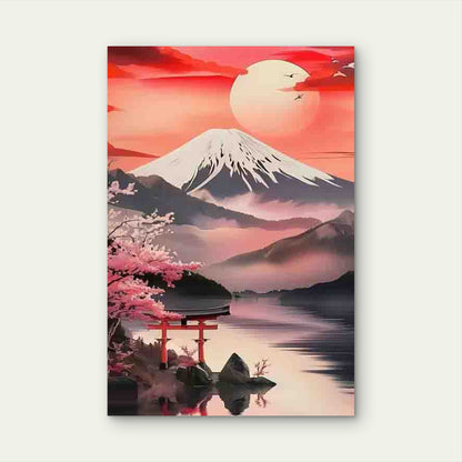 Featuring Mount Fuji at Dusk 60x90cm Metal Print Ready to Hang