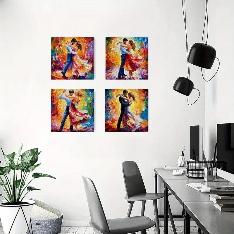 4pcs  Couple Dance Waltz  CW     Wall Art Canvas Framed