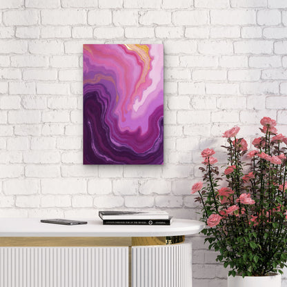 Abstract Liquid Marble in Purple, Pink, and Gold 40x60cm Metal Print Ready to Hang