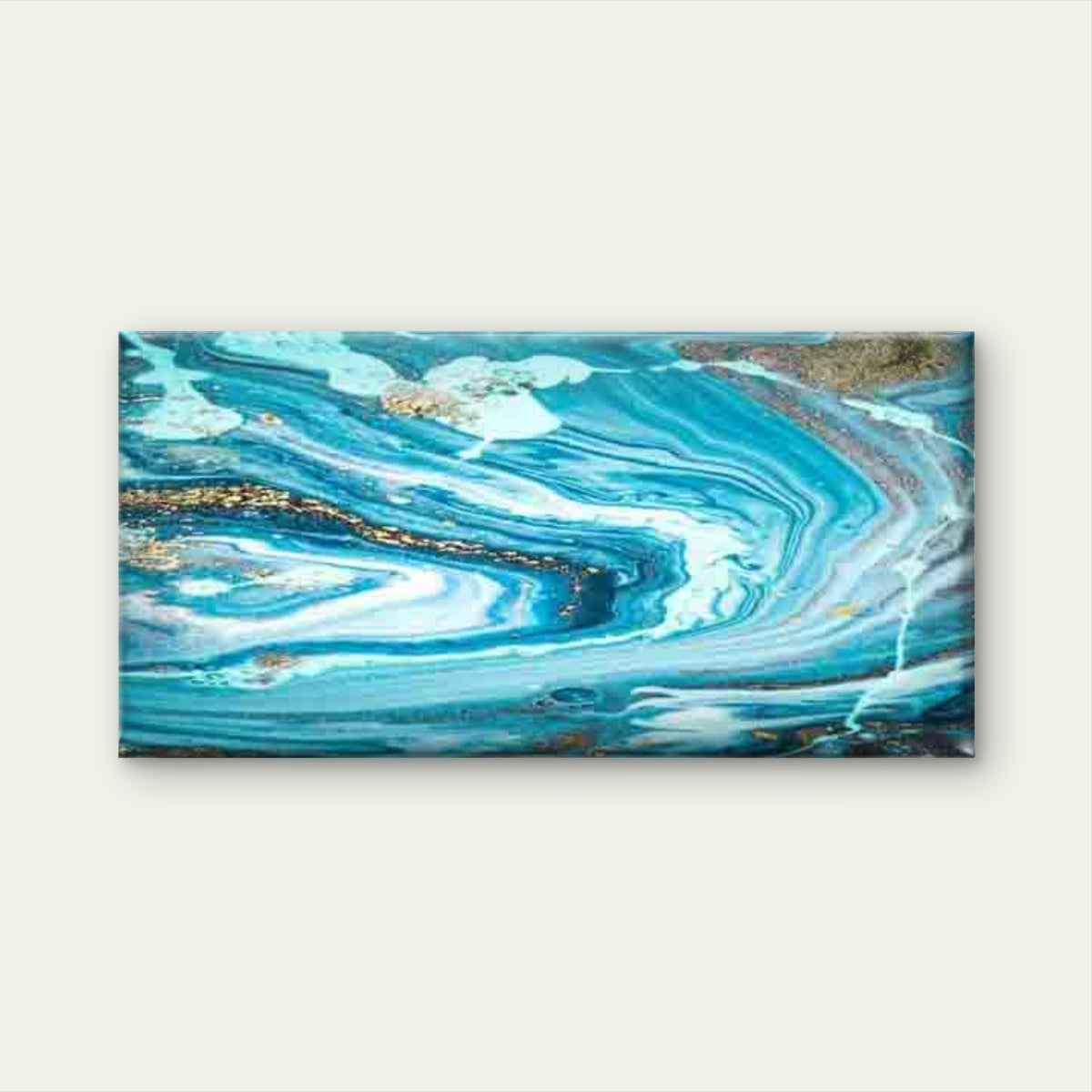 Blue & Golden Marble Wall Art Canvas Office Home Room Framed 120x60cm