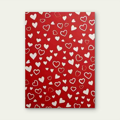 Red Background with White Hearts Pattern Metal Print Ready to Hang