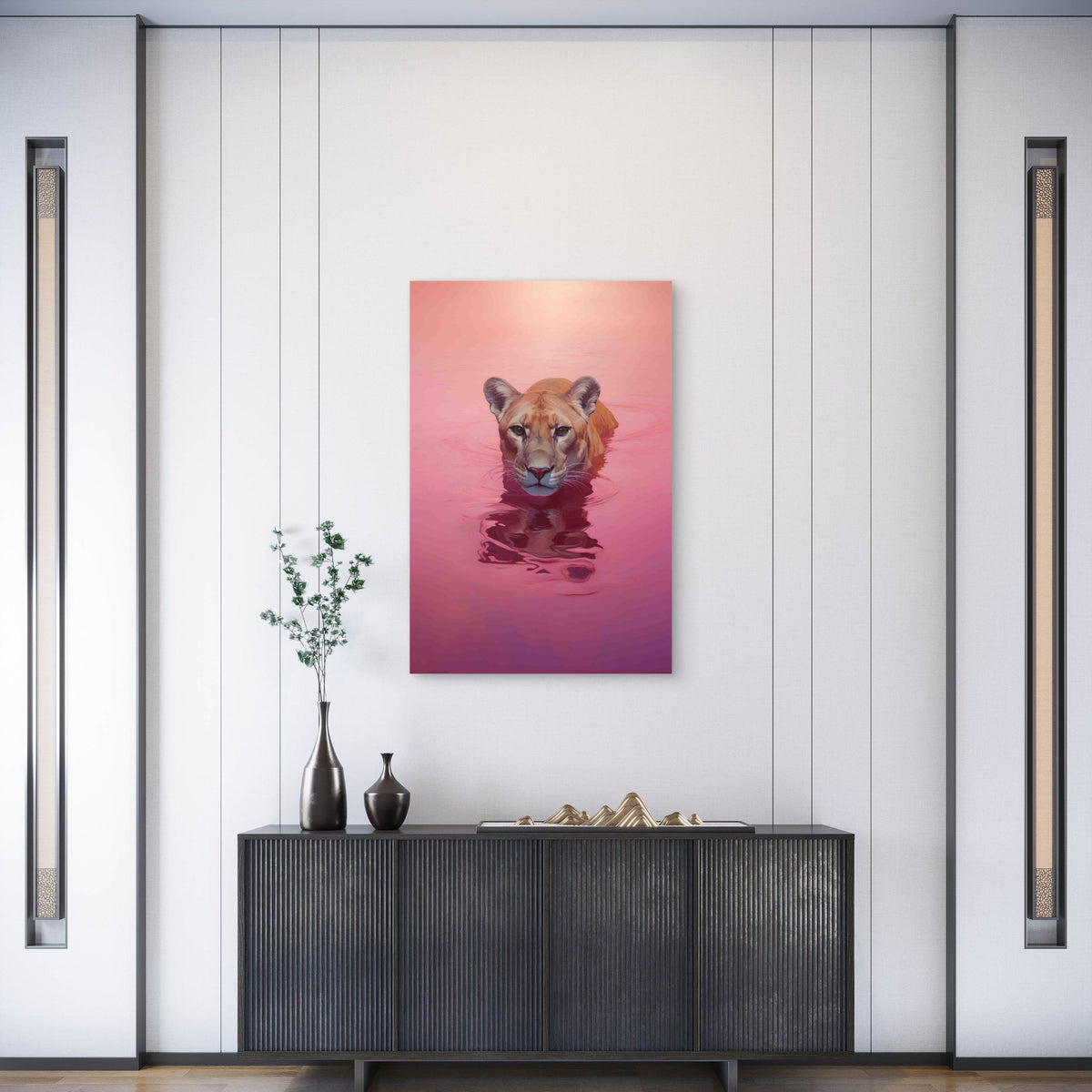 Lioness Head Background Metal Print Ready to Hang