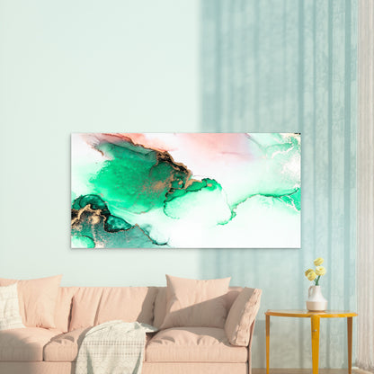 Jade Currents Golden Mist Wall Art Canvas Office Home Room Framed 120x60cm