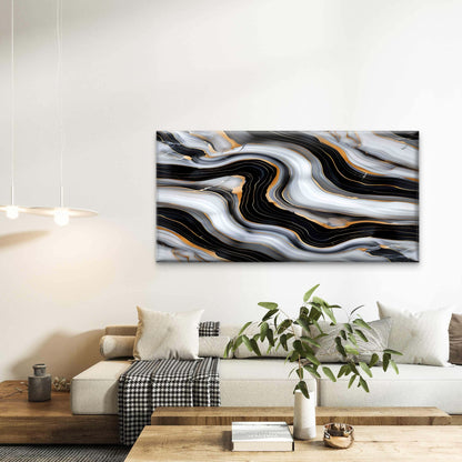 Marble Surface With Black Gold Wall Art Canvas Office Home Room Framed 120x60cm