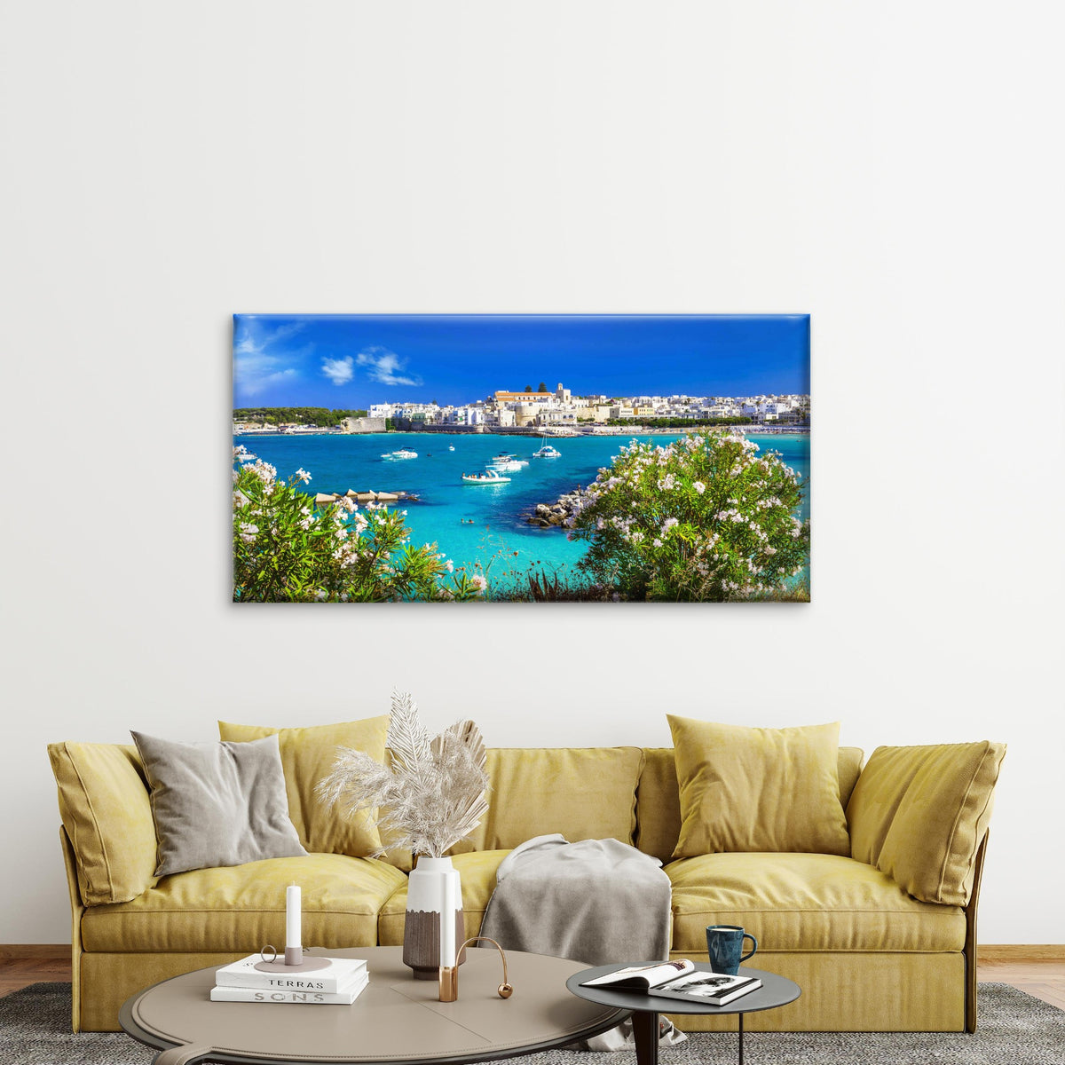 Otranto Town In Puglia Wall Art Canvas Office Home Room Framed 120x60cm