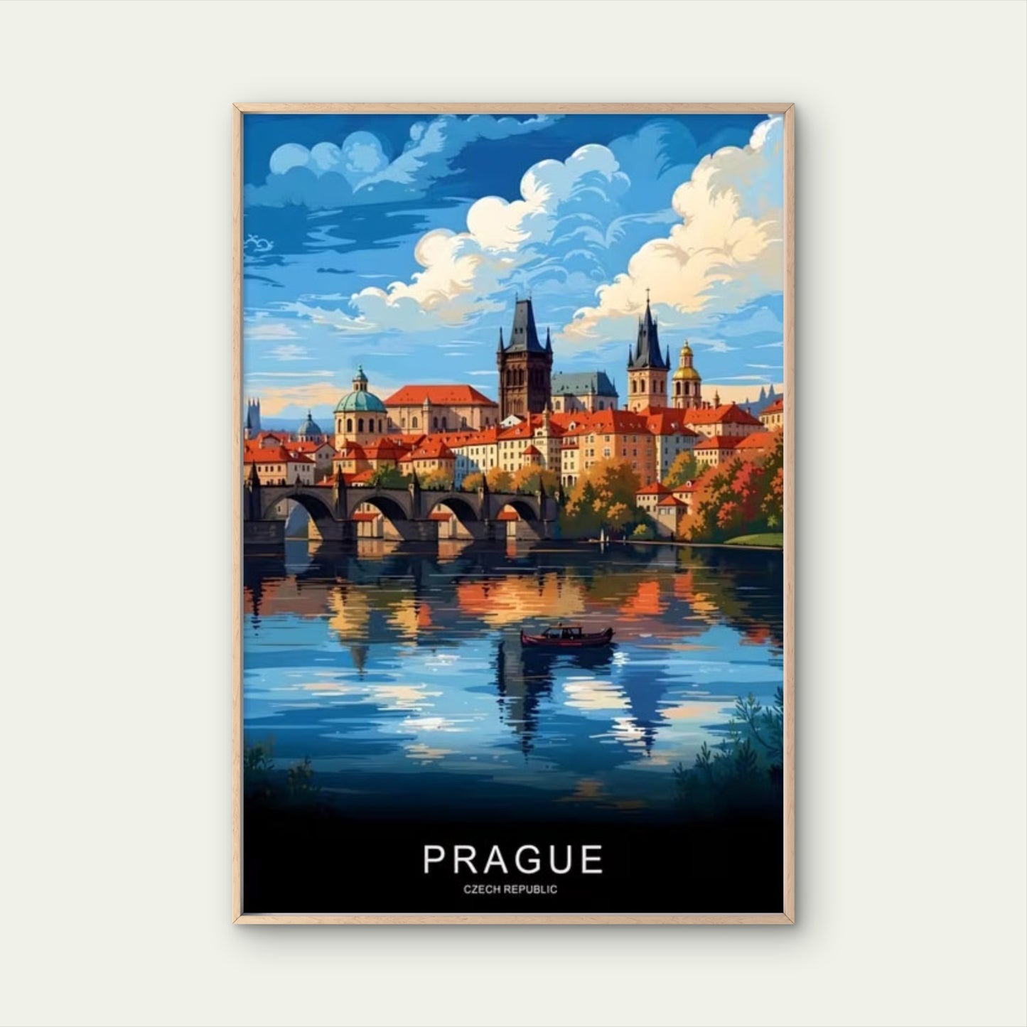 Prague Czech Republic Painting Travel Poster Print Wall Art