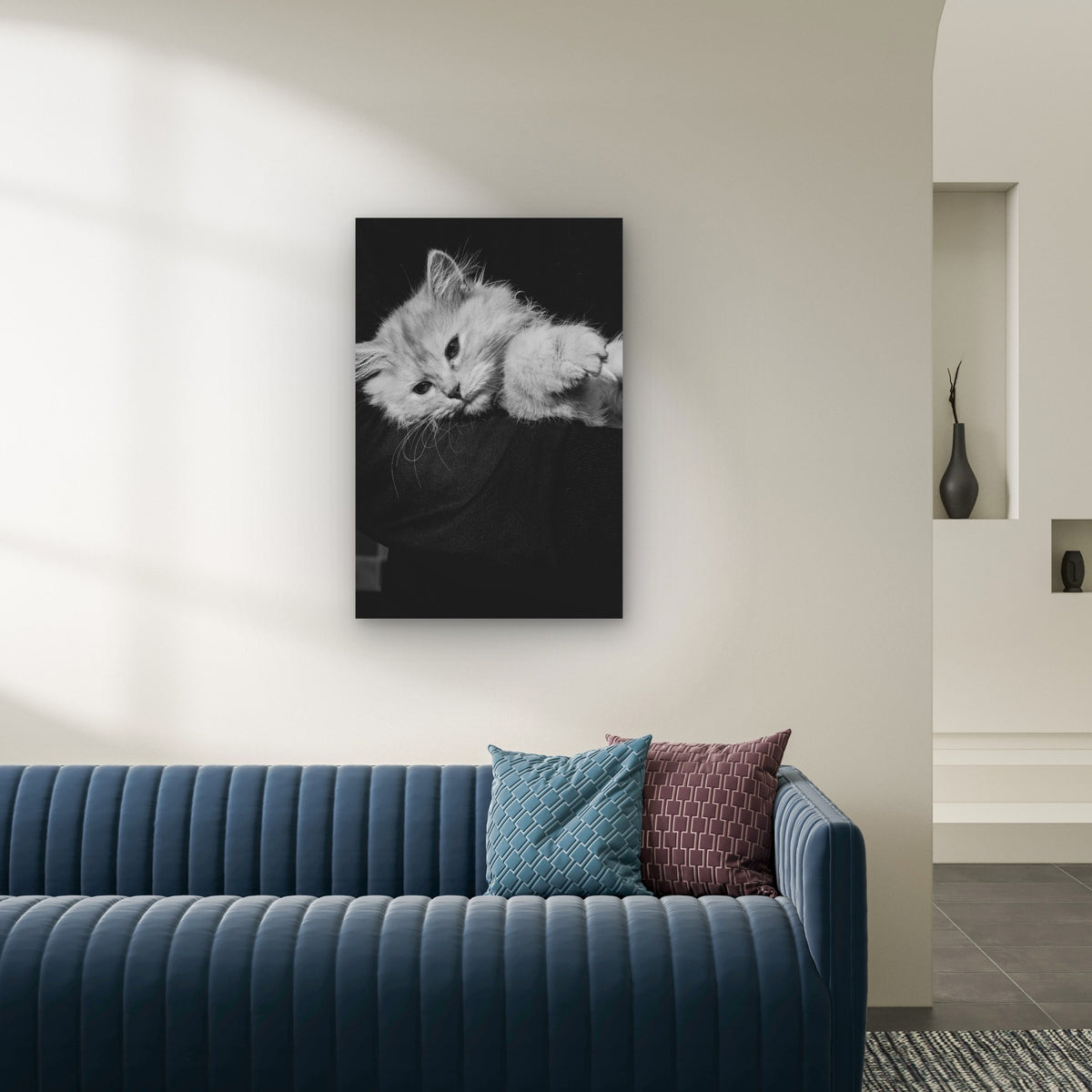 Persian Cat Resting on Dark Surface 60x90cm Metal Print Ready to Hang