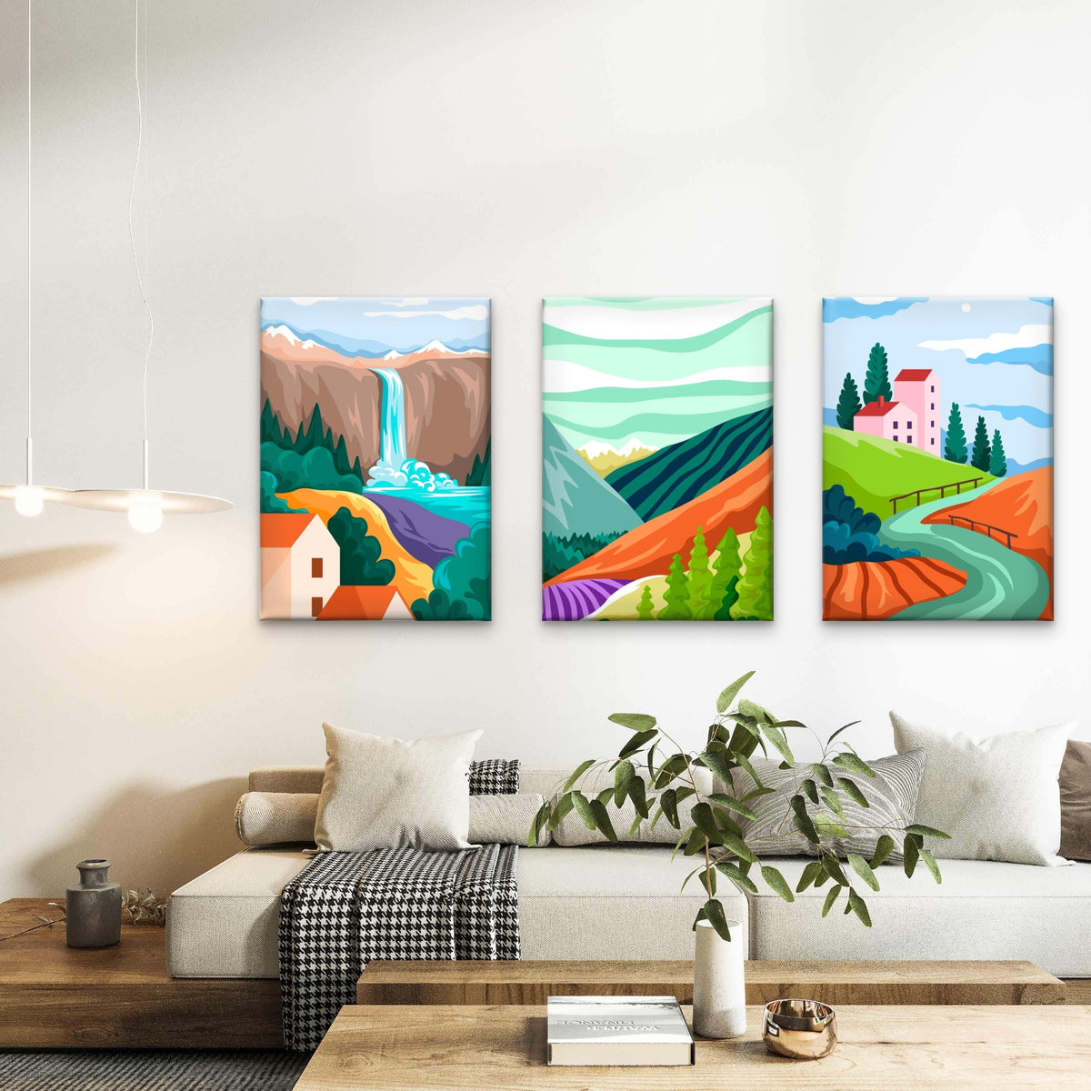 3pcs Nature Landscape Waterfall Mountain Wall Art Set Canvas Framed 40x60cm - High Quality Print 100% Australian Made Wall Canvas Ready to Hang