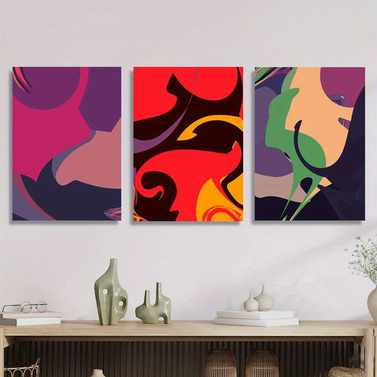 3pcs Abstract Color Block Modern Pop Style Design Metal Print Ready to Hang Art