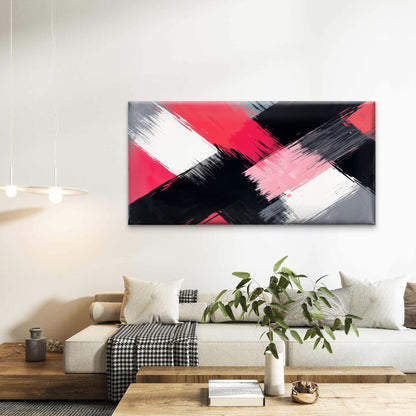 Bold Pink Black White Abstract Wall Art Canvas Office Home Room Framed 120x60cm
