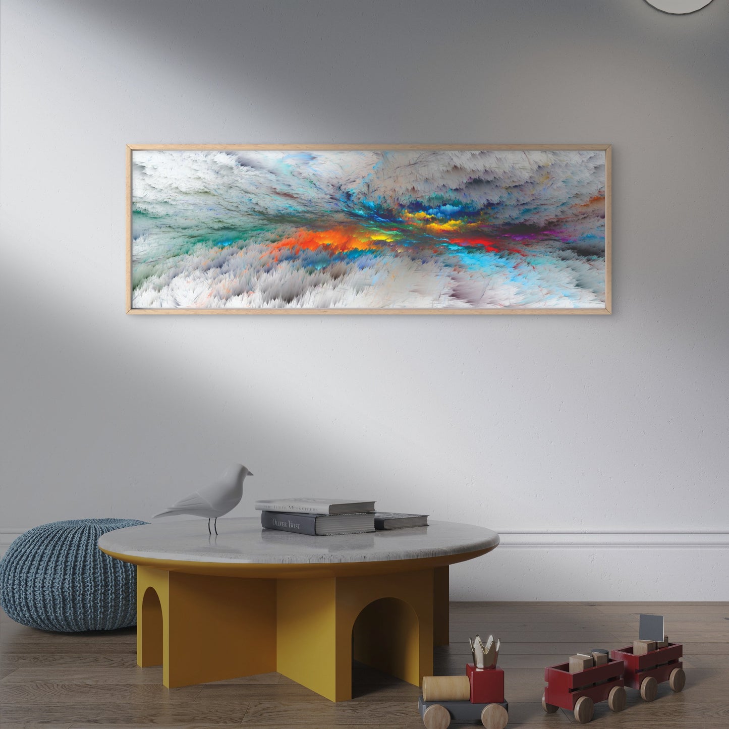 Panoramic Canvas Colourful Abstract Design High Quality 100% Australian made wall Canvas Print ready to hang